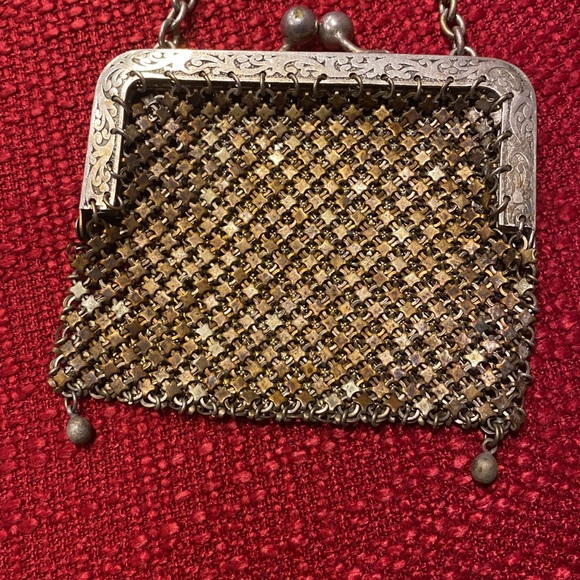 1900s Antique German Silver Chain Mail Purse Kiss Lock Closure - Picture 9 of 13